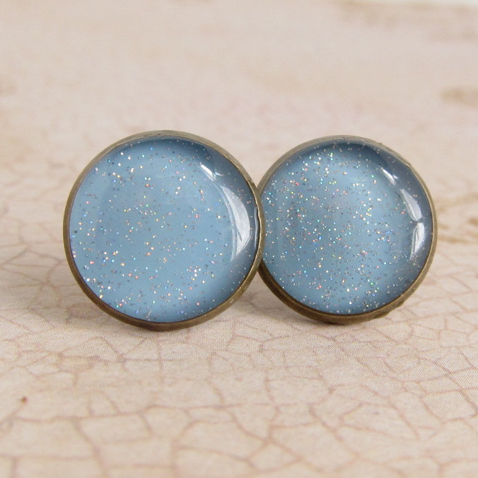 Light Blue Earrings, Powder Blue, Post Earrings, Stud Earrings, Resin